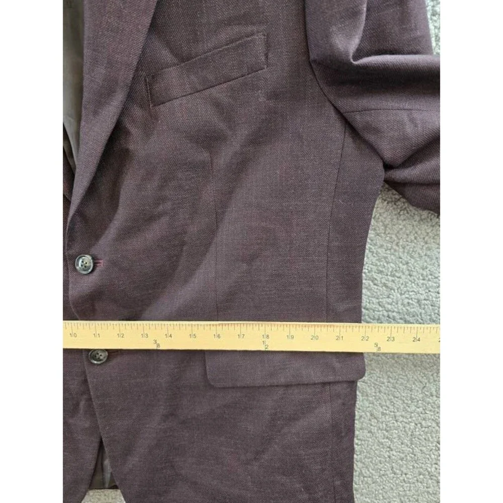 Tommy Hilfiger Modern-Fit Linen Blend Sport Coat Men's 46S Bordeaux Front Button